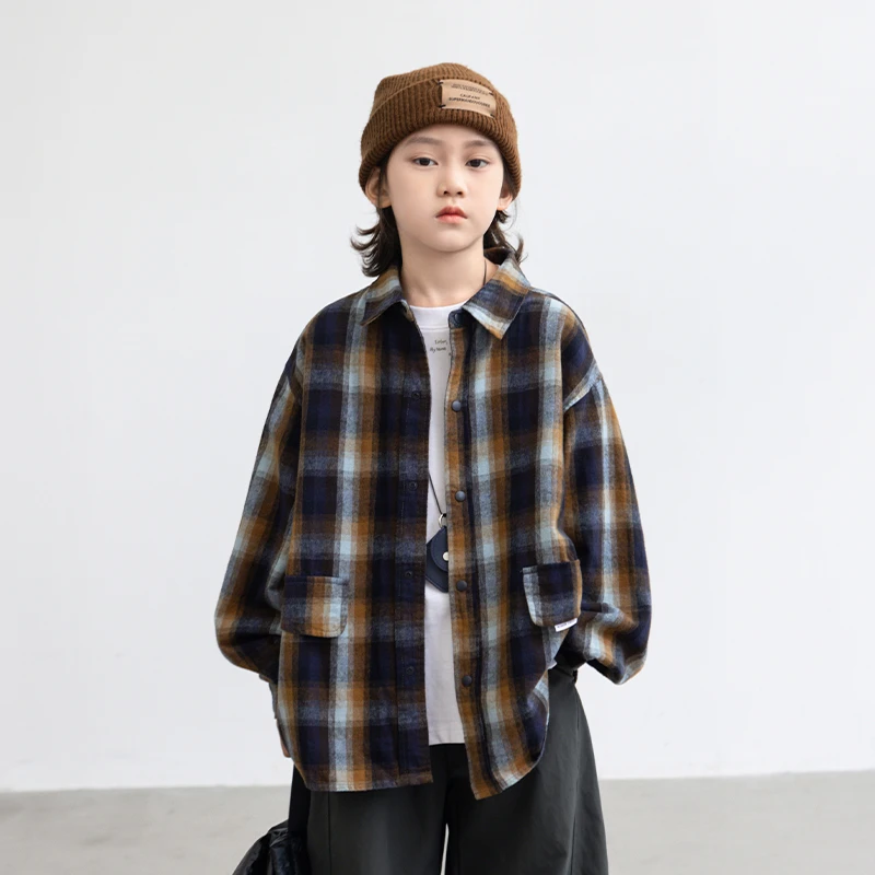 【2025秋款上新】男童外套儿童休闲韩版春秋款衬衫长袖中大童帅气潮