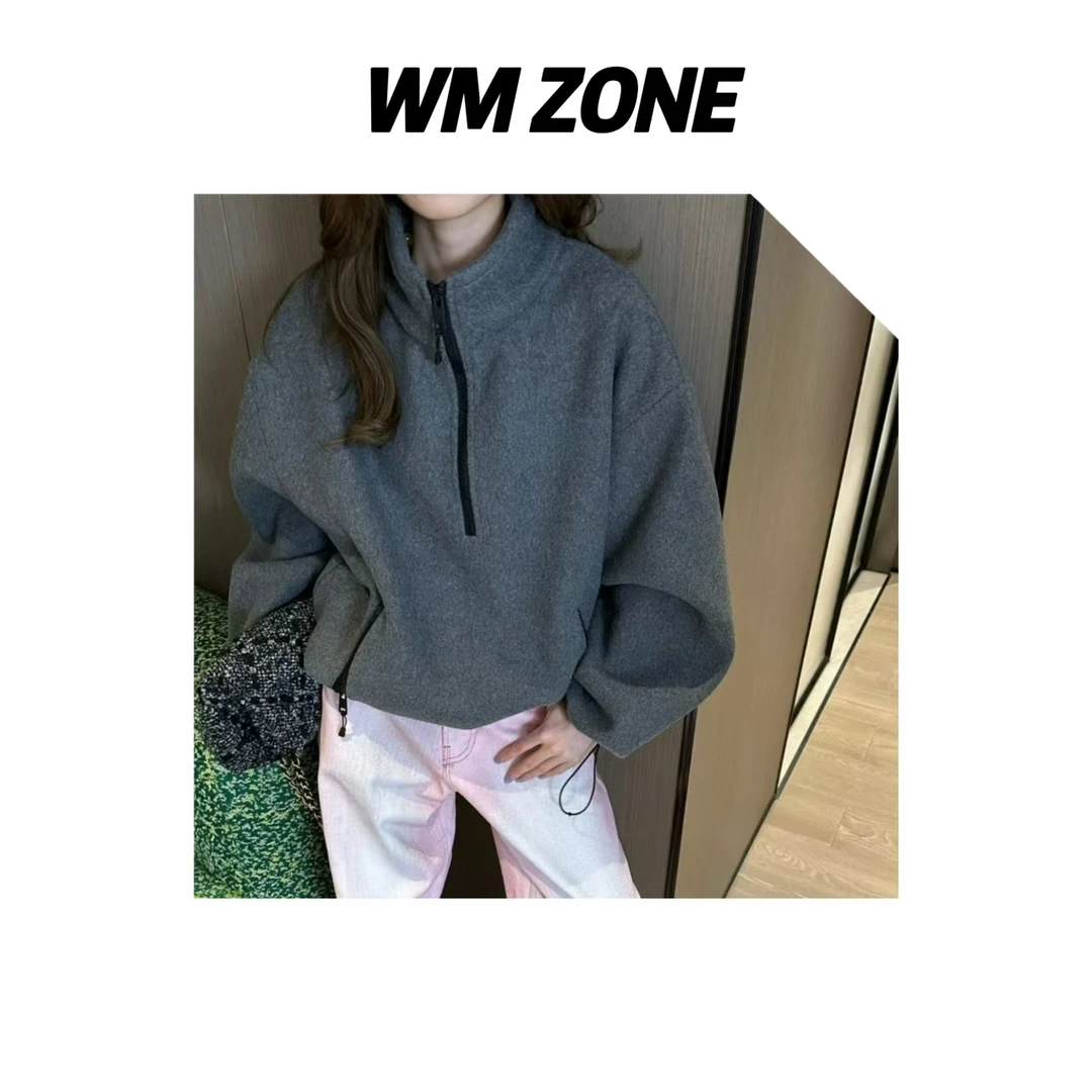 虎儿 3-3040 松弛感半拉链摇粒绒外套