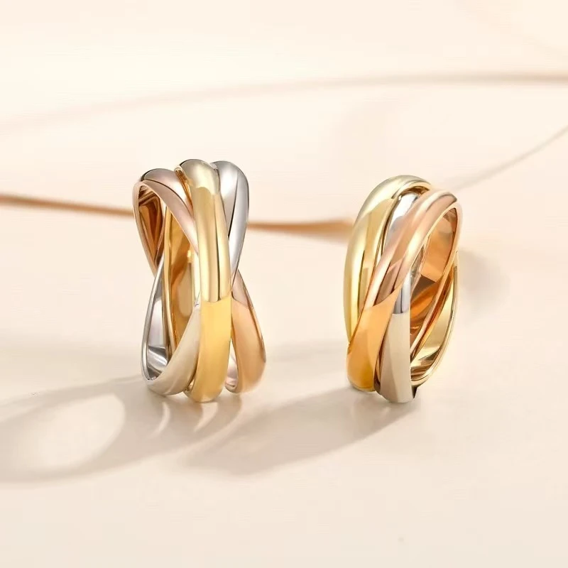 合金戒指  【镀K戒指】 三环三色戒指