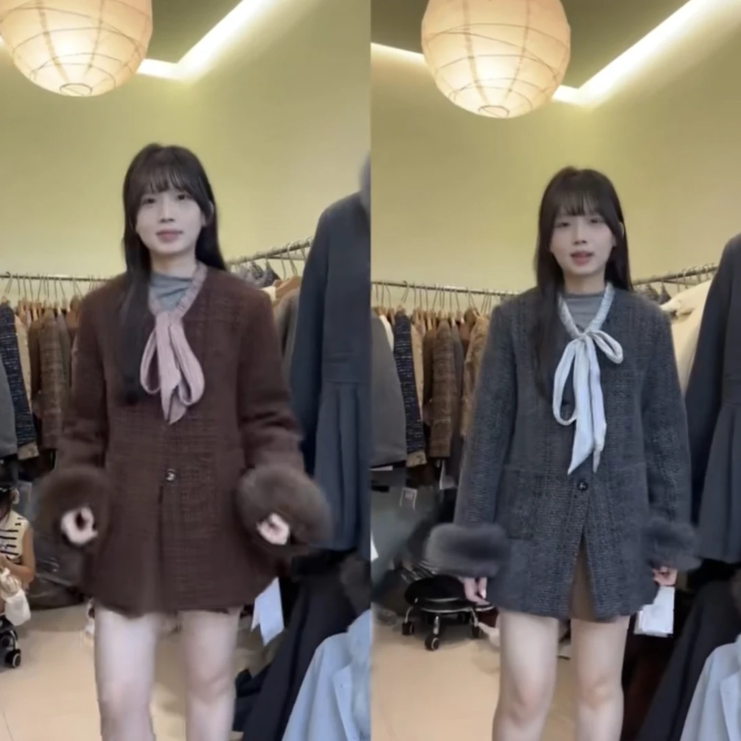 ZEMALA｜新款小香风加厚外套冬季高级感气质显瘦百搭韩系棕色