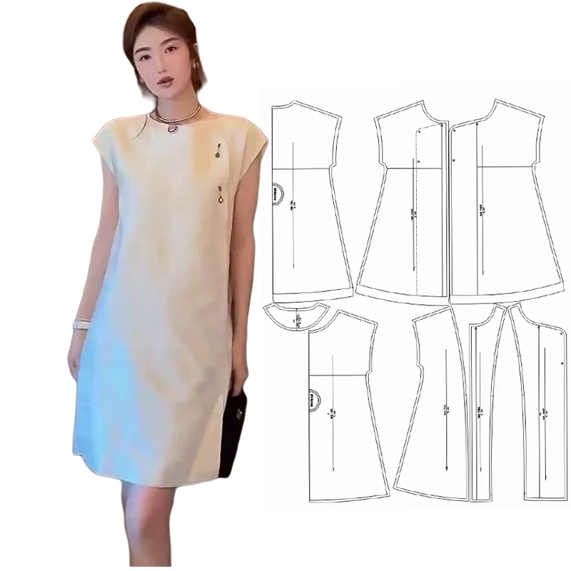 布期而制469纸样新款中式连衣裙做衣服样服装剪图纸