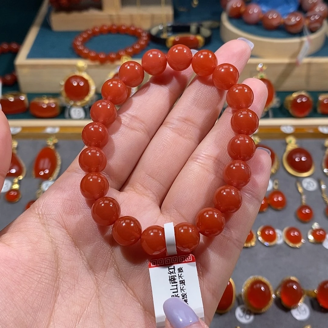 手链未镶嵌南红玛瑙9m+辣椒红单圈