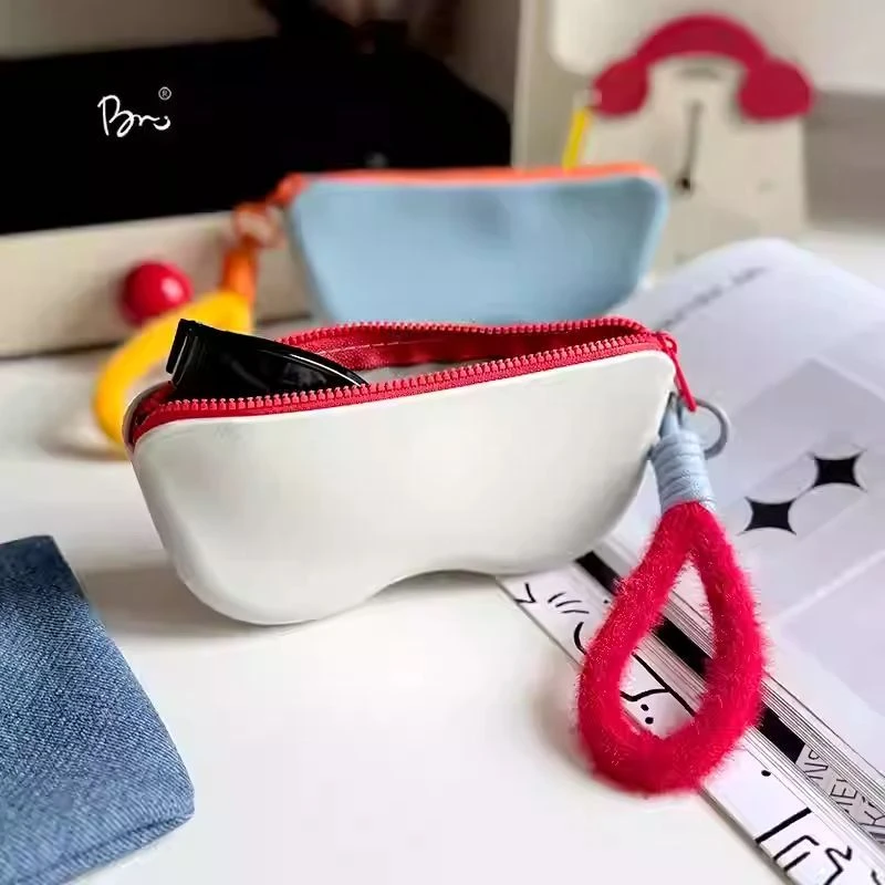 糖果撞色眼镜收纳包防水防摩擦简约杂物零钱墨镜收纳袋时尚硅胶款