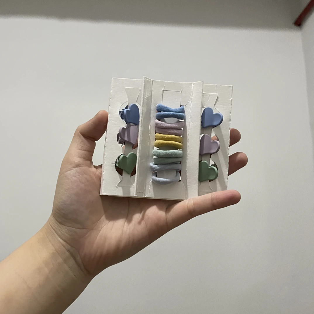 马卡龙色皮筋小发夹套装