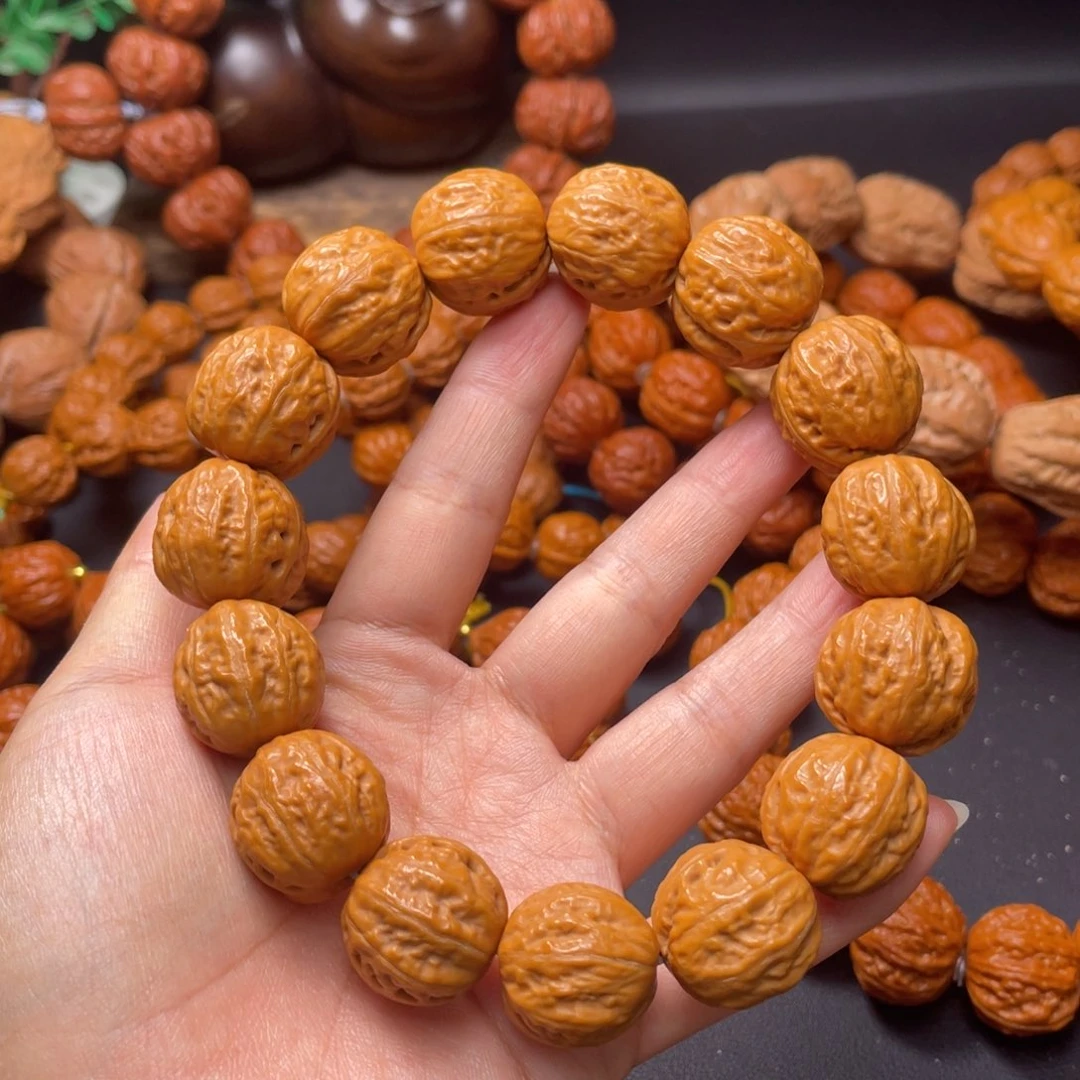 文玩核桃手串浅纹圆籽素圈