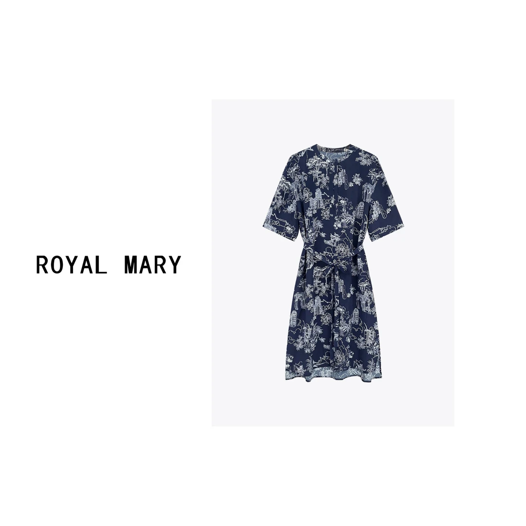 ROYAL MARY高奢潮流时尚舒适百搭设计师印花气质优雅连衣裙AMF200