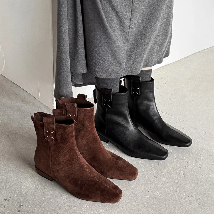 3cm内增高/2025秋冬新款美拉德法式复古弹力靴瘦瘦短靴女