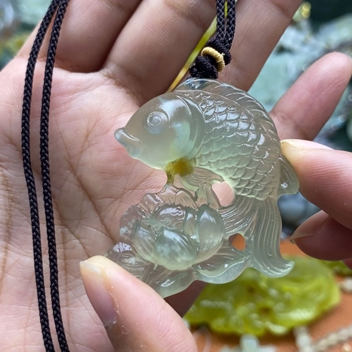 未镶嵌岫玉吊坠毛衣链锁骨链