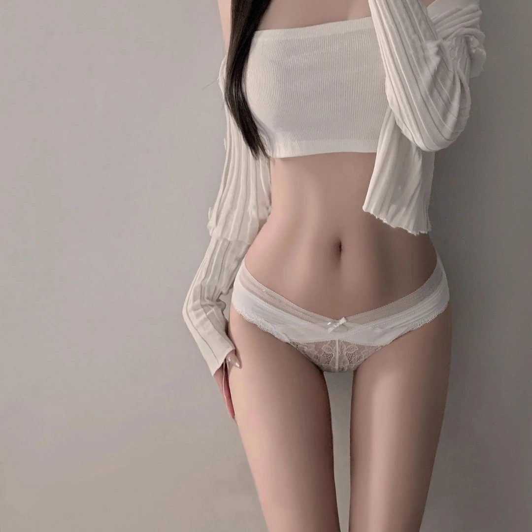时尚性感V型交叉腰边蕾丝内裤女士低腰透明诱惑三角裤新品