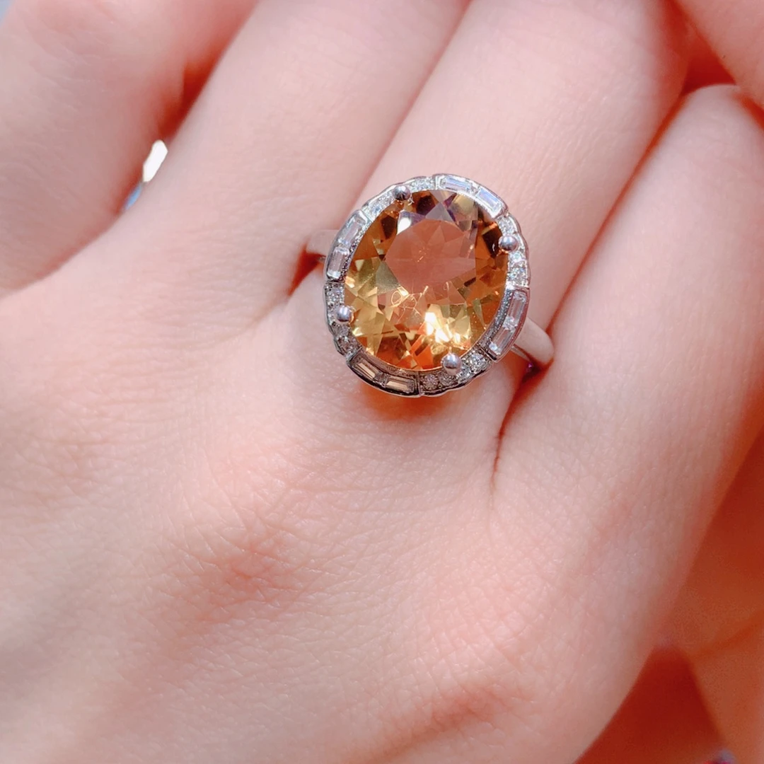 戒指银S925镶嵌水晶戒指