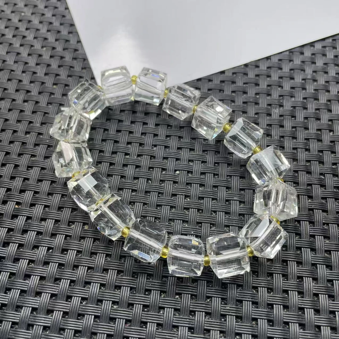 方糖白水晶9m手链-1WQ1037