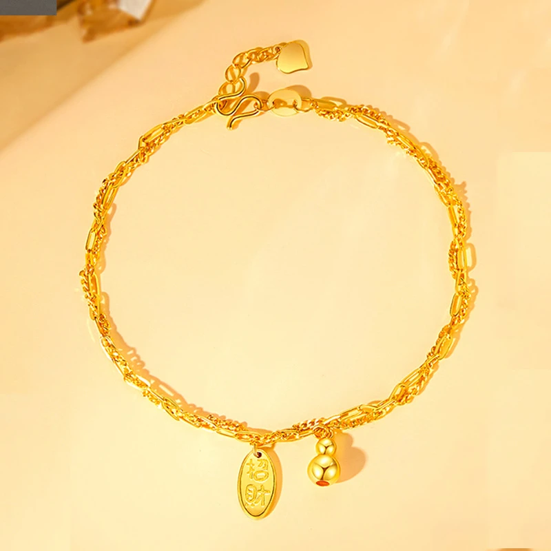 足金999招财进宝黄金手链小葫芦福禄手串纯金链子送女友闺蜜生日