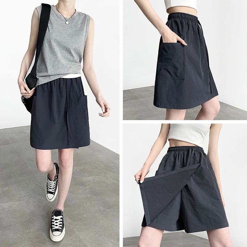 原纱防晒短款工装裙裤女夏薄款2025新款设计感美式显瘦半身裙裤