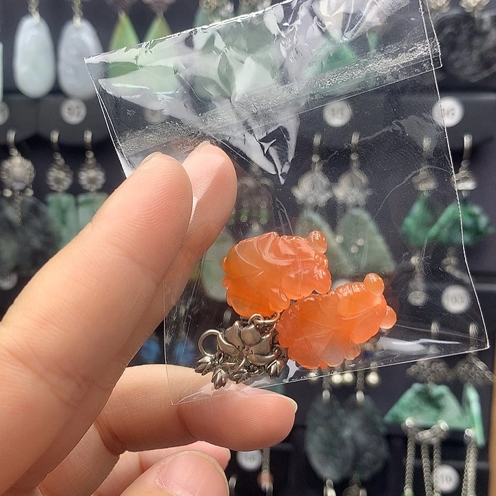 南红玛瑙银S925镶嵌耳饰桃*欣