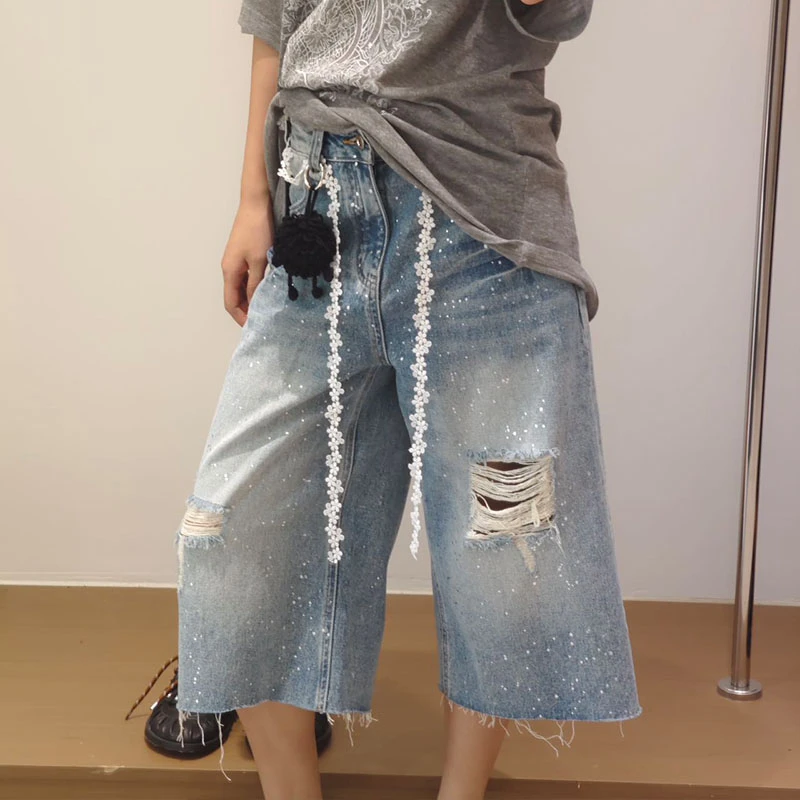 YANAG原创设计师款25SS夏季新款蓝调时刻的星空牛仔中裤