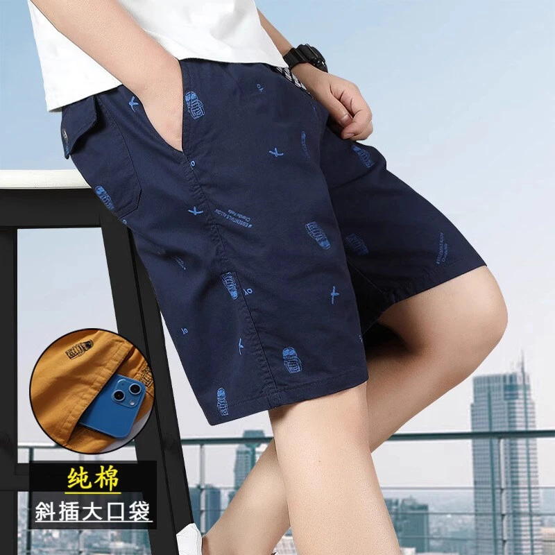夏季薄款男士纯棉透气直筒五分裤运动休闲裤302025网红男士短裤
