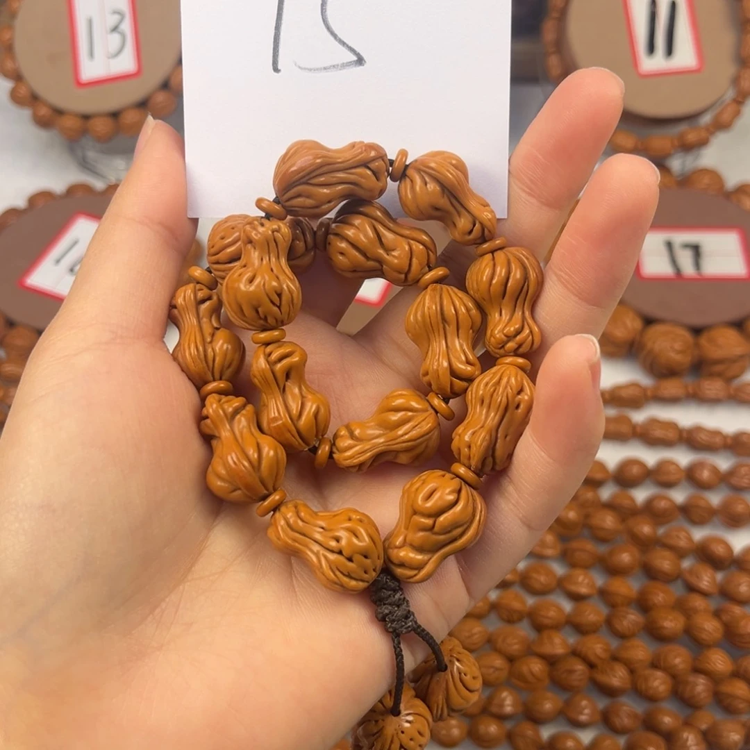 核桃龙纹桃核手持肚卡15葫芦