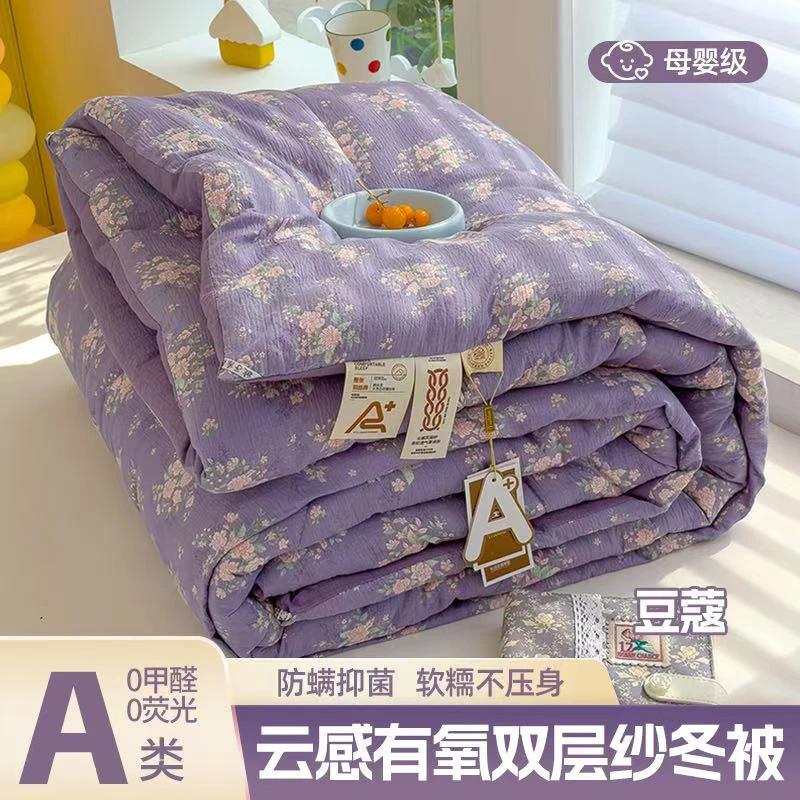 超柔双层纱被子被芯春秋被单人宿舍学生水洗棉被冬被加厚保暖机洗