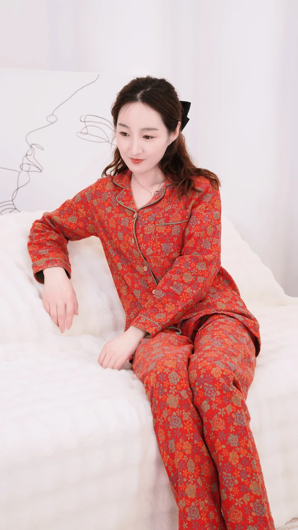 平替好物）（多款式）纯棉家居服双层棉纱面料春秋款长袖