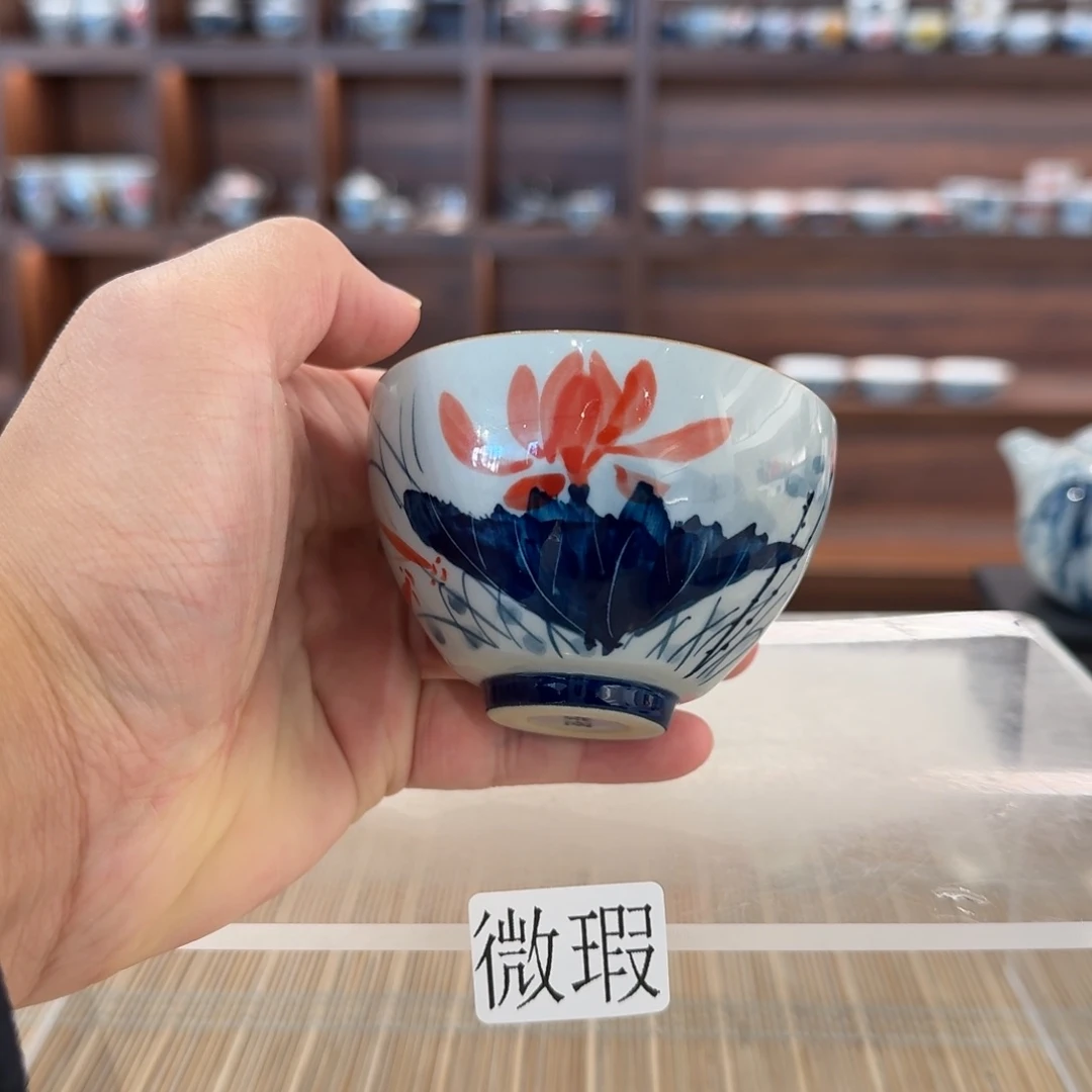 釉下手绘茶具微瑕