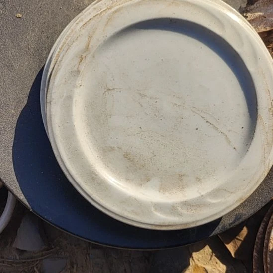 瓷发四个浮雕平盘，口径18.5