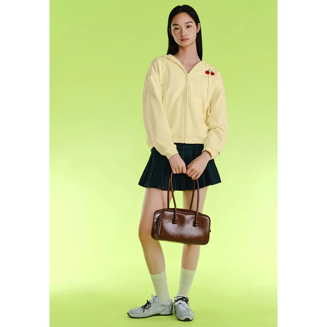 SALT.P可颜 2025年春季新款宽腰带百褶牛仔半身裙AC35150030