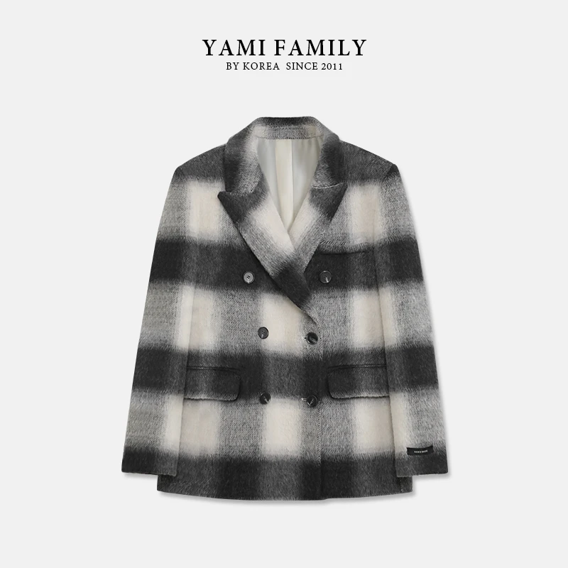 YM 975 秋冬大衣休闲经典翻领格纹时尚双面羊毛大衣【昭昭专属】