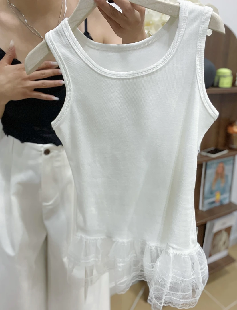 Eleven2025春季新款韩系简约蕾丝吊带