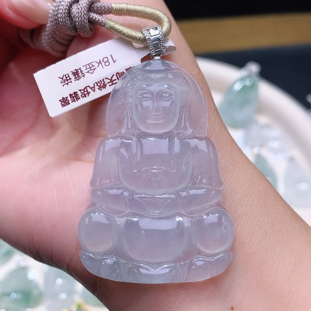 颈饰18K金镶嵌翡翠观音