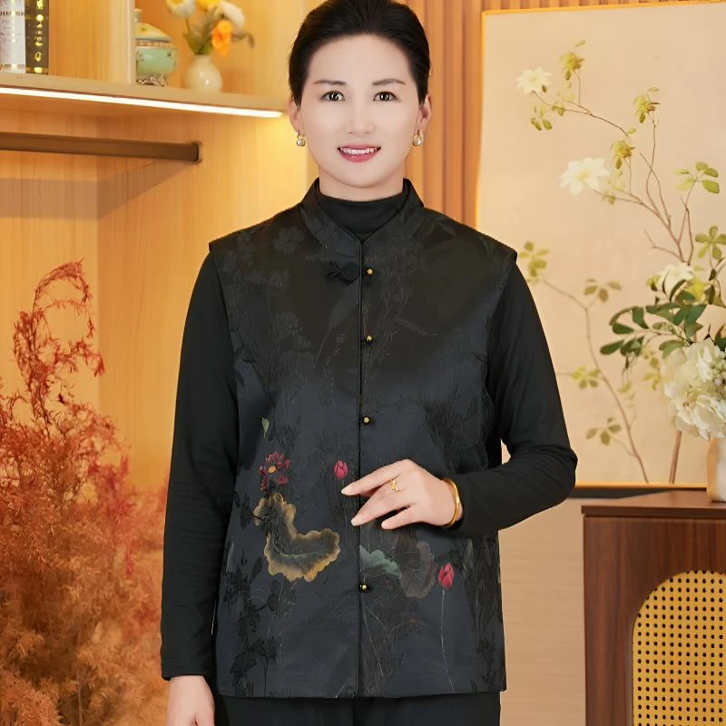 妈妈春秋装马甲外套中老年人奶奶时尚坎肩老太太春秋背心马夹大衣