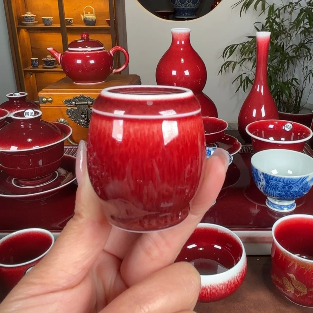 杯景德镇原矿朗红杯 盖置