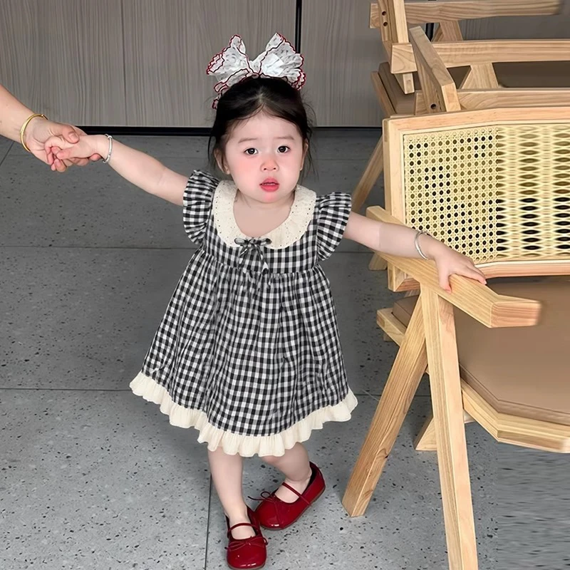 公主裙女童2025新款连衣裙宝宝夏季衣服女宝宝夏装甜美可爱格子裙