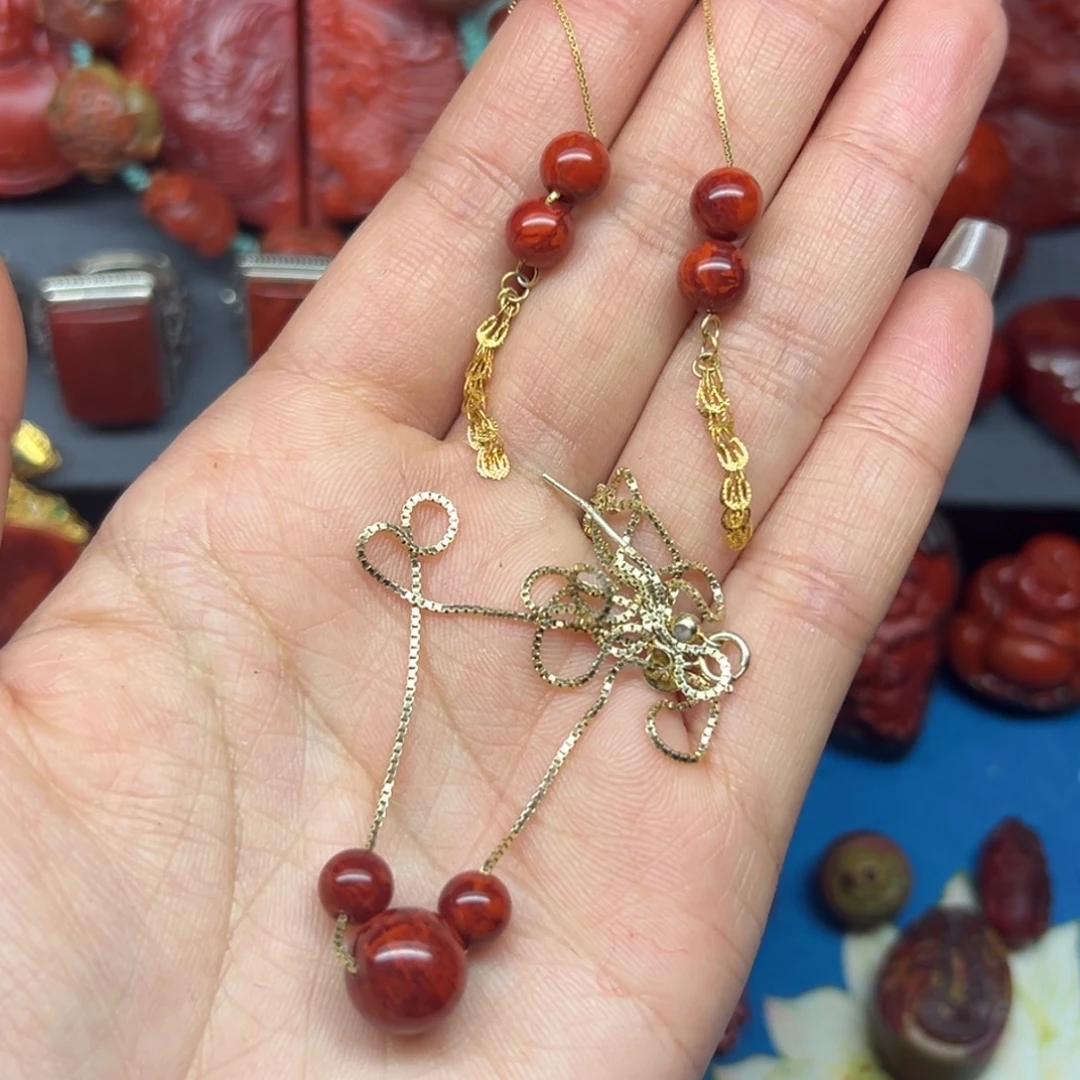 南红玛瑙银S925镶嵌配饰