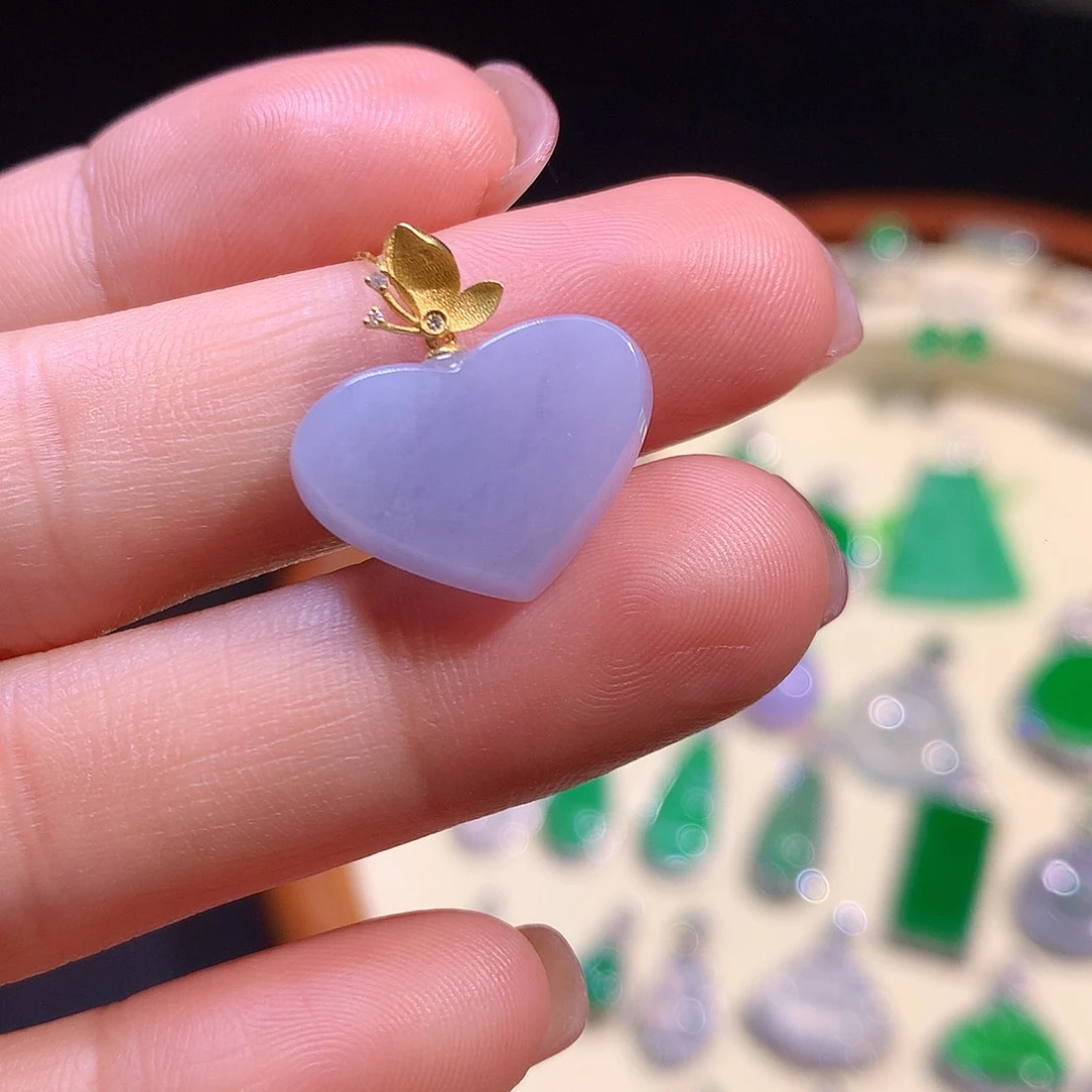 翡翠吊坠(不含链)18K金镶嵌