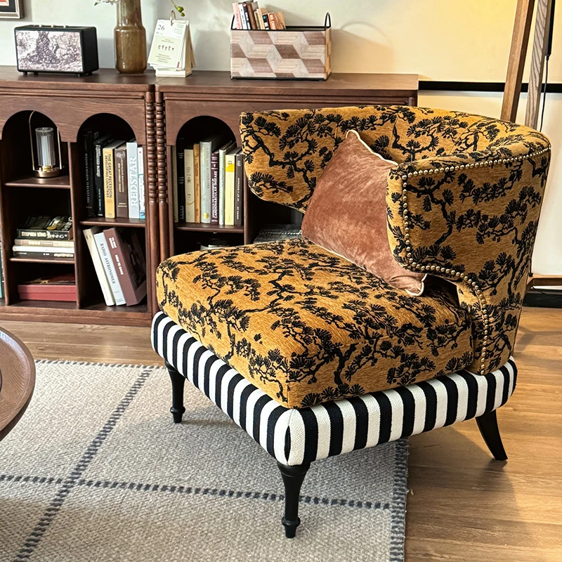 阑珊阁法式环抱椅中古沙发椅客厅懒人躺椅卧室客厅单人沙发单椅