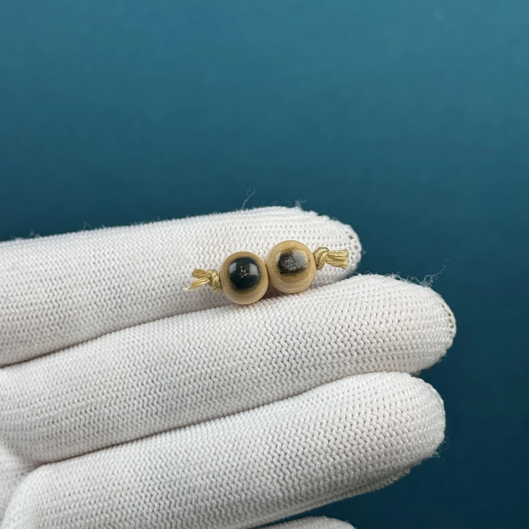 D90-34天然猛犸牙蓝眼睛圆珠8mm支持复检假一罚十