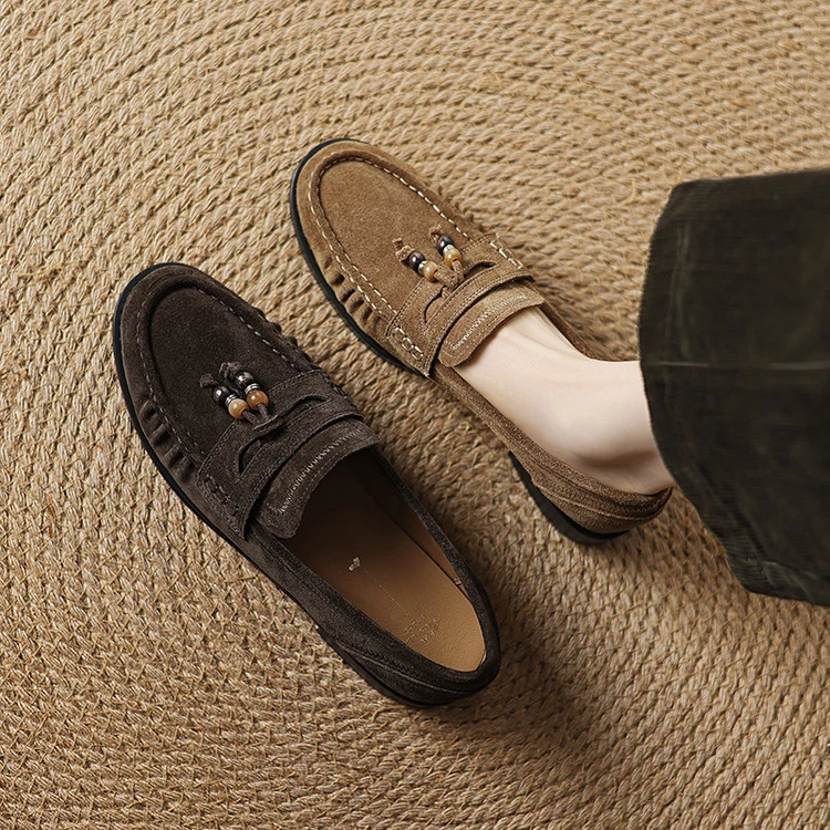 真皮2025新款时尚休闲百搭乐福鞋女鞋