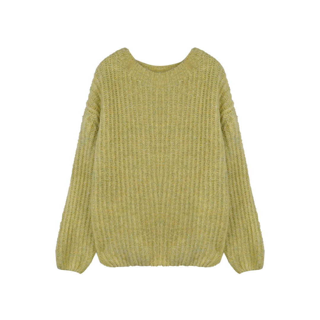 【折扣】YO定制韩系慵懒风显白圆领毛衣秋冬宽松套头针织衫上衣