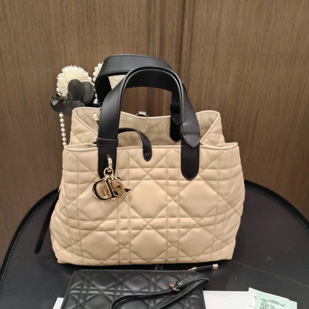 99新 DIOR/迪奥 迪奥拼色土著中号手提包（12656828）