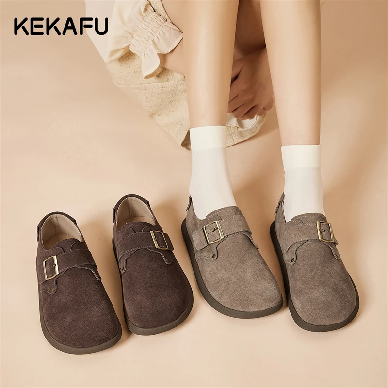 珂卡芙厚底勃肯鞋女2025新款春秋增高博肯鞋单里全包休闲懒人单鞋