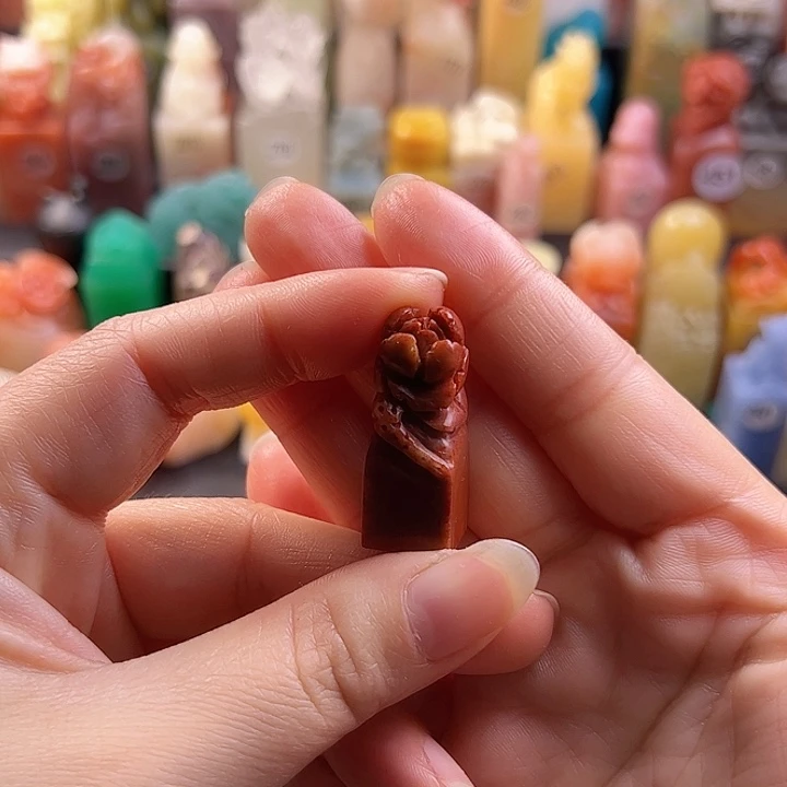 老挝石印石手工定制1.2厘米，荷花，包刻字