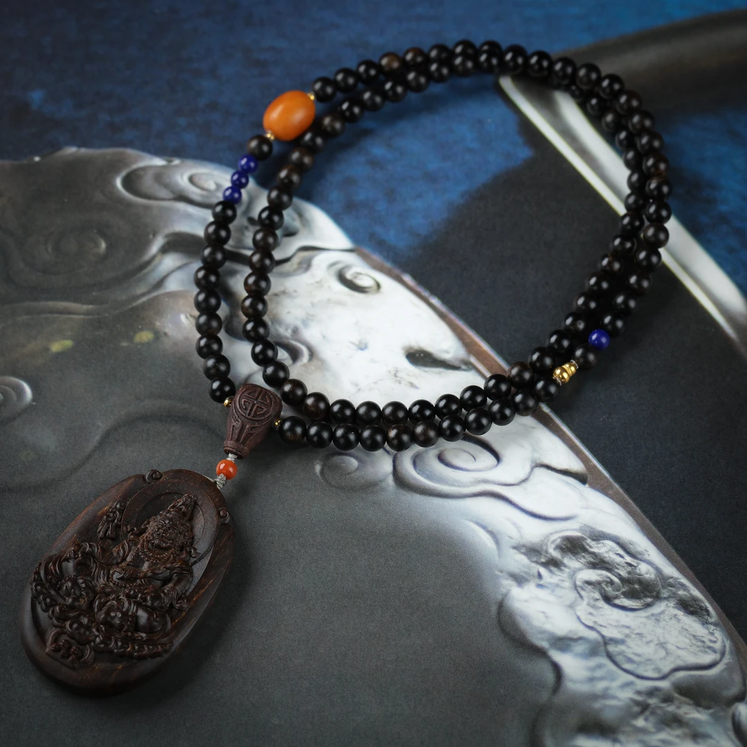 【香木雅集】沉香脖挂-留疤老白棋设计款脖挂长链+沉香木雕牌子