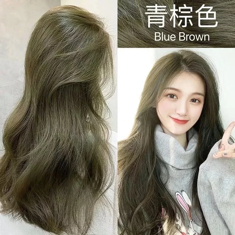 新款青棕色染发剂2025流行色染发膏自己在家染发复古闷青色植物