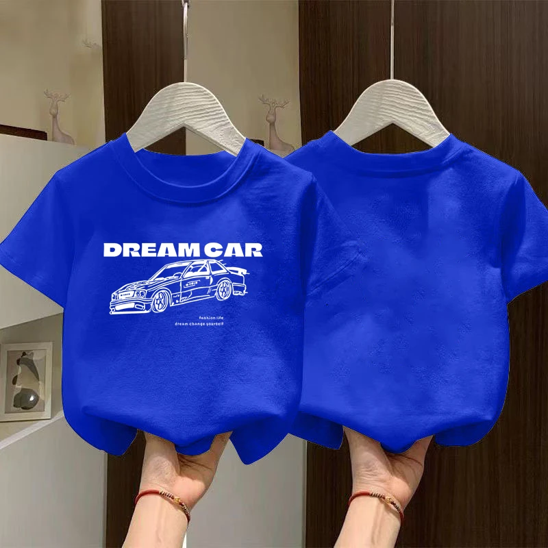 2025新款男童短袖纯色圆领男女童通用T恤宽松夏季潮流休闲素色t恤