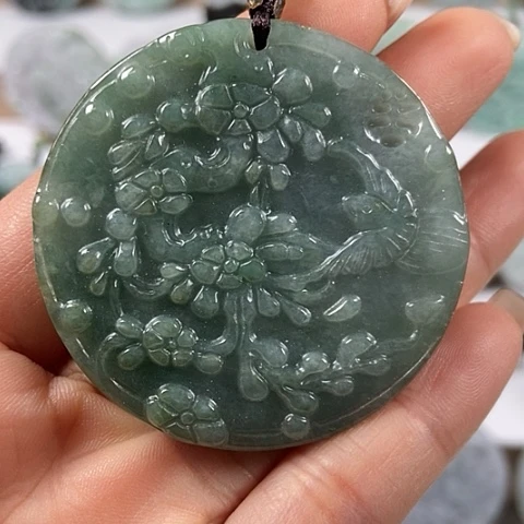 翡翠颈饰未镶嵌鸟语花香喜上眉梢福利