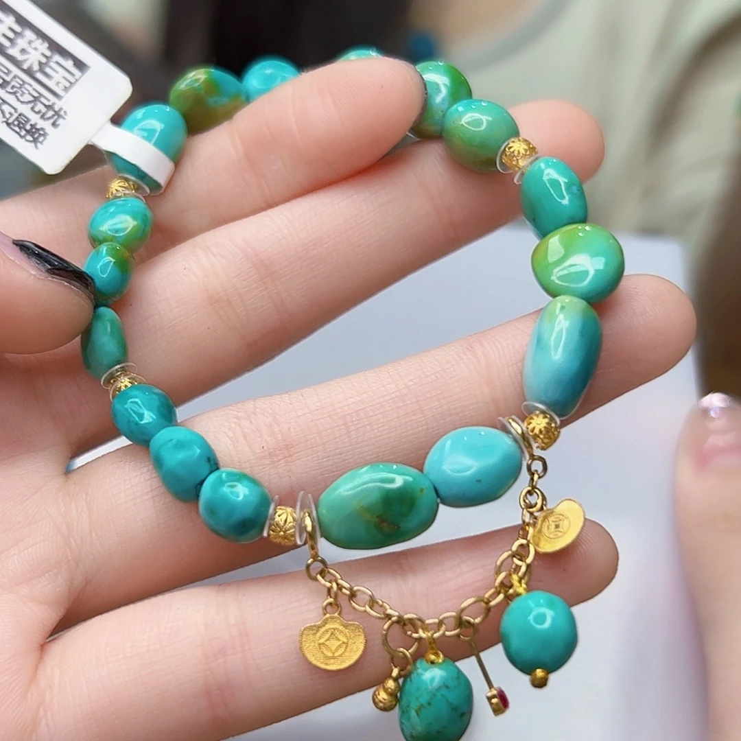 绿松石珠宝奇石18K金镶嵌