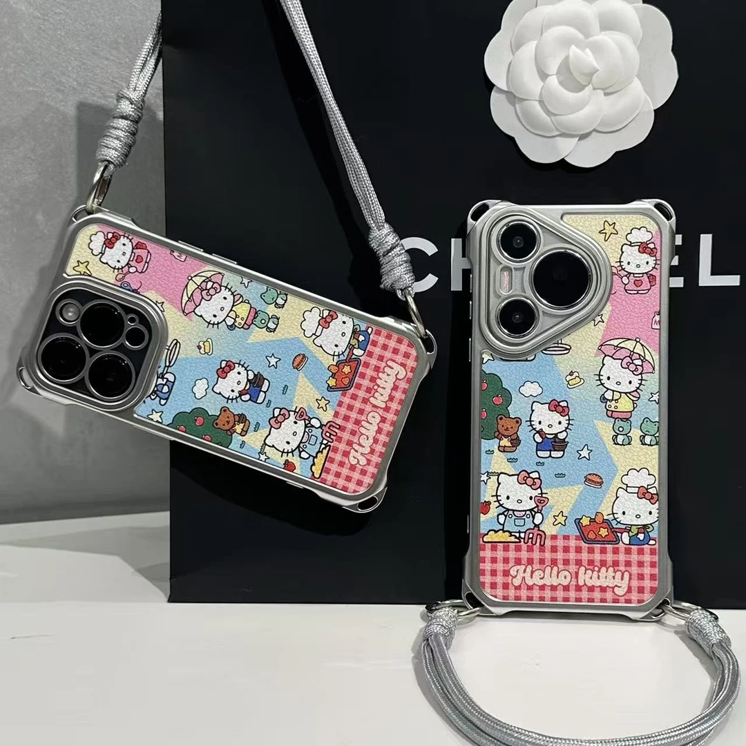 奥菲顿红格凯蒂适用苹果17/16四角挂绳手机壳华为P70vivo小米oppo