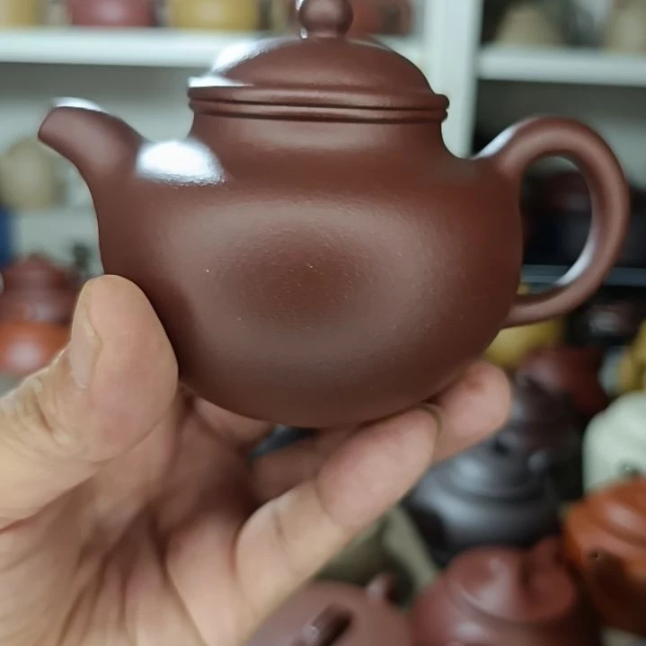 紫砂茶盘原矿紫茄泥莲子内推260cc半手工