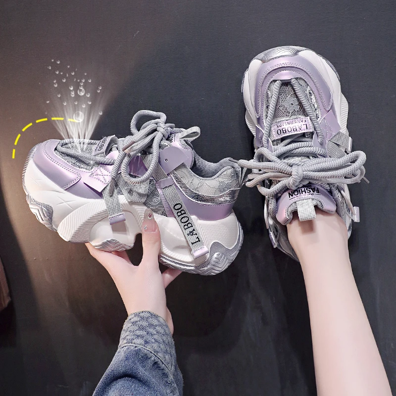 网红爆款情侣秋季时尚新款洋气网面透气百搭厚底女厚底女款女士