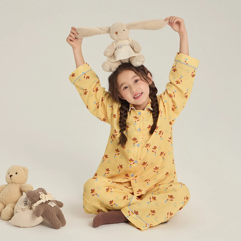 【A类婴儿纱】秋款长袖女童卡通可爱A类家居服睡衣居家套装25F172